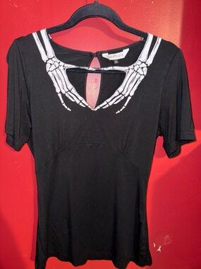 Royal Monk Black Skeleton Hand Short Sleeve Tee